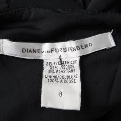 Pre Owned Diane Von Furstenberg Black Draped Knit Halter Jumpsuit M