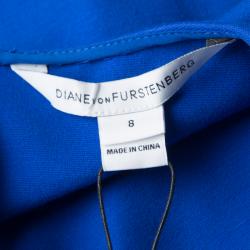 مملوكة مسبقًا Diane Von Furstenberg Blue Riviera Jersey Evita Sleeveless Shift Dress M