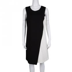 Pre Owned Diane Von Furstenberg Monochrome Colorblock Jersey Sleeveless Livvy Shift Dress M