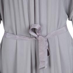 Pre Owned Diane Von Furstenberg Grey Silk Chiffon Bead Trim Belted Sol Tunic S