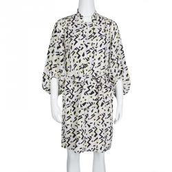 Pre Owned Diane Von Furstenberg Multicolor Printed Tie Detail Bairly Louche Dress S
