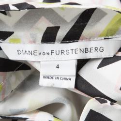 Pre Owned Diane Von Furstenberg Multicolor Printed Tie Detail Bairly Louche Dress S