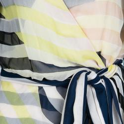 Pre Owned Diane Von Furstenberg Multicolor Striped Silk Ignacia Wrap Dress M