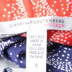 Pre Owned Diane Von Furstenberg Printed Silk Jersey Samson Wrap Maxi Dress L