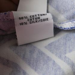 Pre Owned Diane Von Furstenberg Blue and White Printed New Julian Two Wrap Dress L