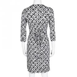 Pre Owned Diane Von Furstenberg Abstract Floral Printed Silk Jersey New Julian Two Wrap Dress M