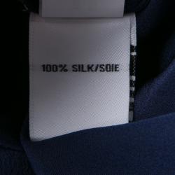 Pre Owned Diane Von Furstenberg Midnight Blue Silk Amina Belted Maxi Shirt Dress M