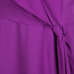 Pre Owned Diane Von Furstenberg Purple Silk Draped Balisi Dress L