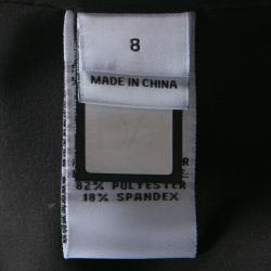 Pre Owned Diane Von Furstenberg Black Animal Patterned Leather Sleeve Detail Marvela Jacket M