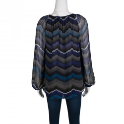 Pre Owned Diane Von Furstenberg Multicolor Printed Silk Tie Detail Saylor Blouse M