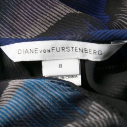 Pre Owned Diane Von Furstenberg Multicolor Printed Silk Tie Detail Saylor Blouse M