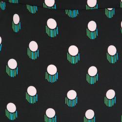 Pre Owned Diane Von Furstenberg Black Printed Short Sleeve Dress M