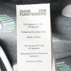 Pre Owned Diane Von Furstenberg Black Printed Short Sleeve Dress M