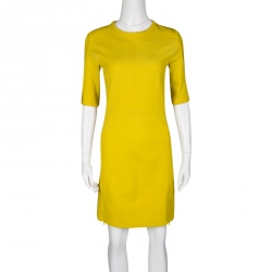 Pre Owned Diane Von Furstenberg Acid Yellow Oka Sheath Dress M