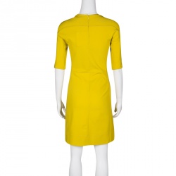 Pre Owned Diane Von Furstenberg Acid Yellow Oka Sheath Dress M