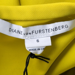 Pre Owned Diane Von Furstenberg Acid Yellow Oka Sheath Dress M