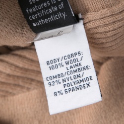 Pre Owned Diane Von Furstenberg Brown Contrast Floral Lace Applique Detail Ribbed Trim Shara Sweater S