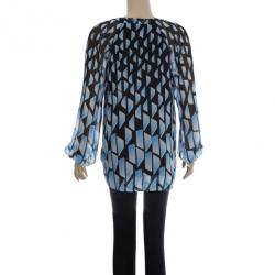Pre Owned Diane von Furstenberg Maiko Geometric Print Top L