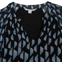 Pre Owned Diane von Furstenberg Maiko Geometric Print Top L