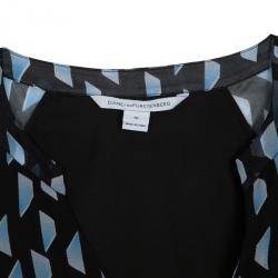 Pre Owned Diane von Furstenberg Maiko Geometric Print Top L