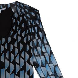 Pre Owned Diane von Furstenberg Maiko Geometric Print Top L
