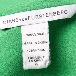 Pre Owned Diane Von Furstenberg Green Silk Long Sleeve Belted Maja Dress S