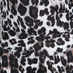 Pre Owned Diane Von Furstenberg Snow Cheetah Printed Silk Jersey Wrap Jumpsuit S