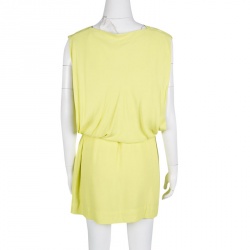 Pre Owned Diane Von Furstenberg Yellow Sleeveless Drop Waist Belted Gagon Dress S