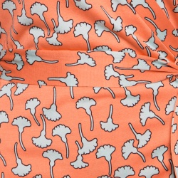 Pre Owned Diane Von Furstenberg Peach Floral Printed Silk Jersey Abigail Maxi Wrap Dress L