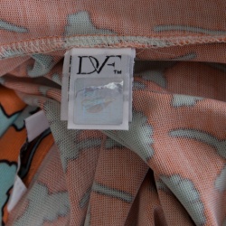 Pre Owned Diane Von Furstenberg Peach Floral Printed Silk Jersey Abigail Maxi Wrap Dress L