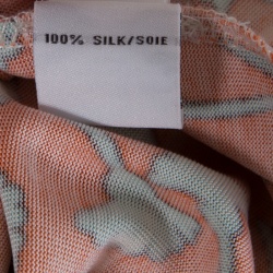 Pre Owned Diane Von Furstenberg Peach Floral Printed Silk Jersey Abigail Maxi Wrap Dress L