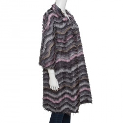 Pre Owned Diane Von Furstenberg Encore Wild Rose Fringed Floretta Coat M