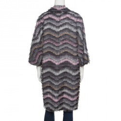Pre Owned Diane Von Furstenberg Encore Wild Rose Fringed Floretta Coat M