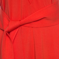 Pre Owned Diane Von Furstenberg Orange Jersey Belted Tasha Tunic Dress L