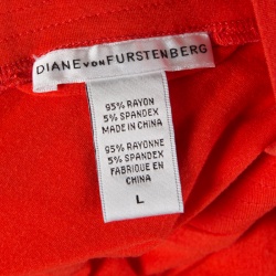 Pre Owned Diane Von Furstenberg Orange Jersey Belted Tasha Tunic Dress L