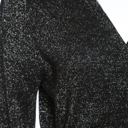 Pre Owned Diane Von Furstenberg Black Lurex Knit Long Sleeve Wrap Dress L