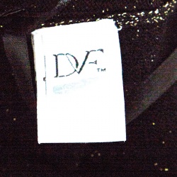 Pre Owned Diane Von Furstenberg Black Lurex Knit Long Sleeve Wrap Dress L