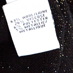 Pre Owned Diane Von Furstenberg Black Lurex Knit Long Sleeve Wrap Dress L