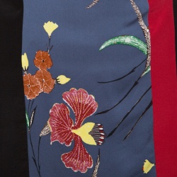 Pre Owned  Diane Von Furstenberg Colorblock Flora Printed Silk Kimono Wrap Top L