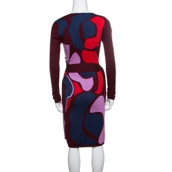 Pre Owned Diane Von Furstenberg Multicolor Wool Linda Wrap Dress S
