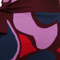 Pre Owned Diane Von Furstenberg Multicolor Wool Linda Wrap Dress S