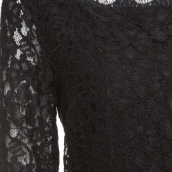 Pre Owned Diane Von Furstenberg Black Floral Lace Scallop Trim Detail Zarita Maxi Dress L