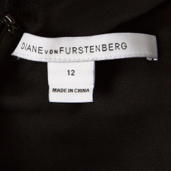 Pre Owned Diane Von Furstenberg Black Floral Lace Scallop Trim Detail Zarita Maxi Dress L