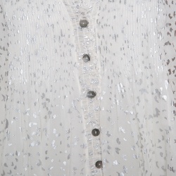 Pre Owned Diane Von Furstenberg Off White Flutter Foil Ruffled Trim Layla Silk Blouse S