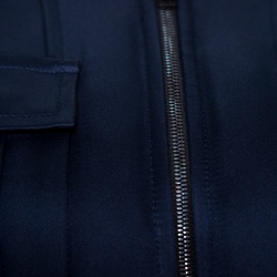 Pre Owned Diane Von Furstenberg Navy Blue Satin Alexander Bomber Jacket S