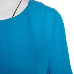 Pre Owned Diane Von Furstenberg Capri Blue Silk Short Sleeve Maggy Top S