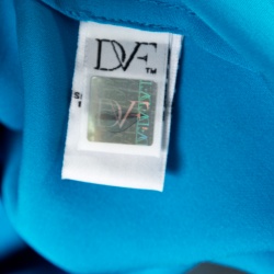 Pre Owned Diane Von Furstenberg Capri Blue Silk Short Sleeve Maggy Top S