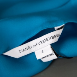 Pre Owned Diane Von Furstenberg Capri Blue Silk Short Sleeve Maggy Top S