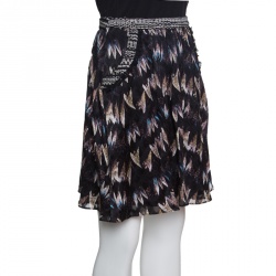 Pre Owned Diane Von Furstenburg Black Printed Silk Jacquard Gathered Marisa Skirt XS