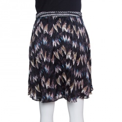 Pre Owned Diane Von Furstenburg Black Printed Silk Jacquard Gathered Marisa Skirt XS